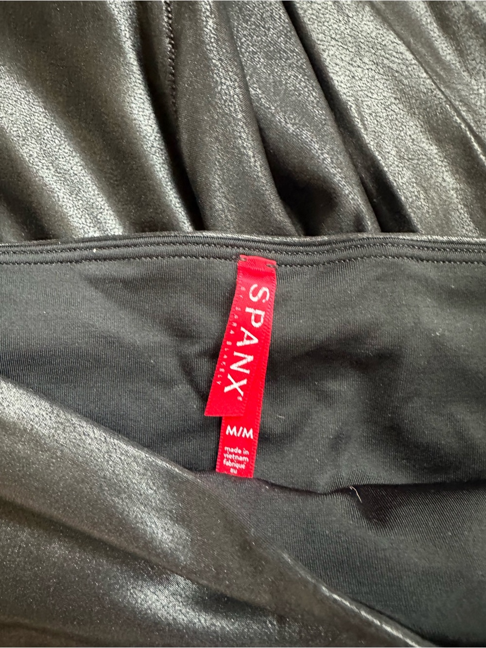 3 - Pair NEVER-Worn High-Waist Black Faux Leather Leggings by SPANX - Picture 2 of 2